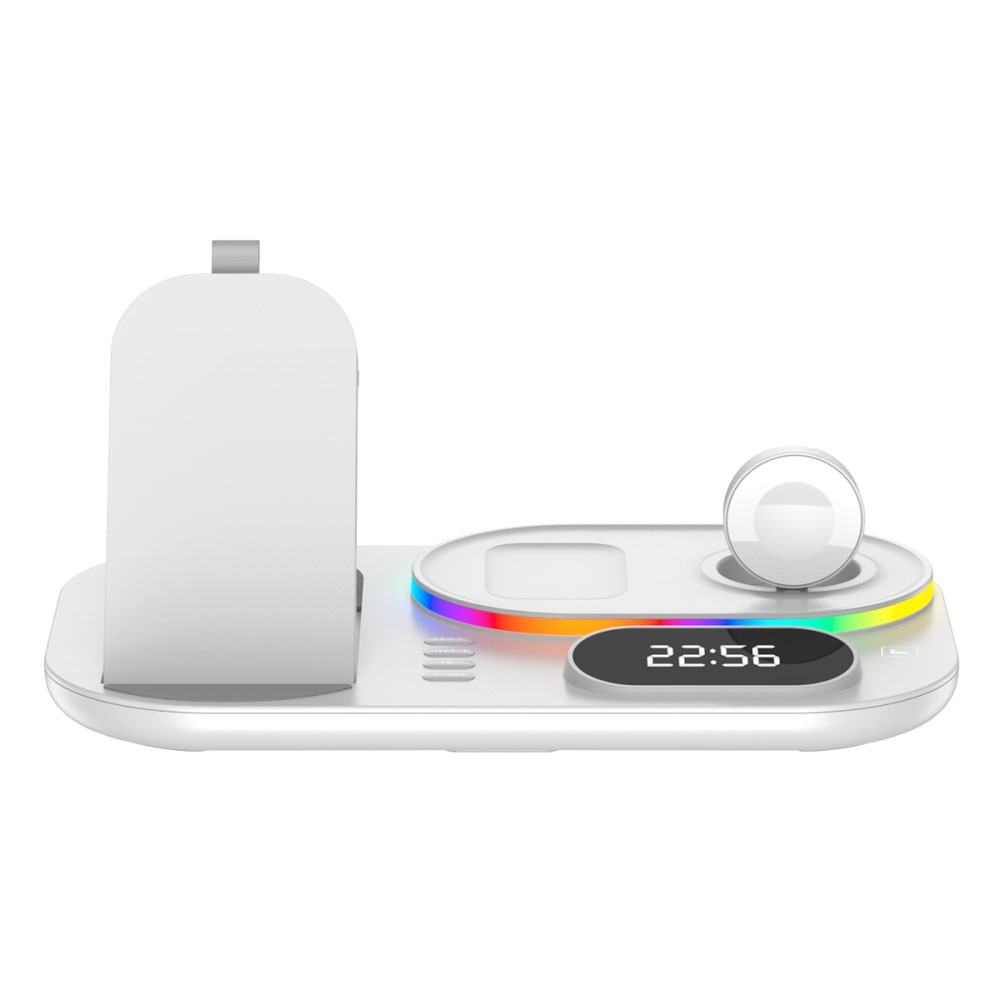 A-One Brand - 4in1 15W Trådlös laddare iPhone/Apple Watch/AirPods/Digital klocka