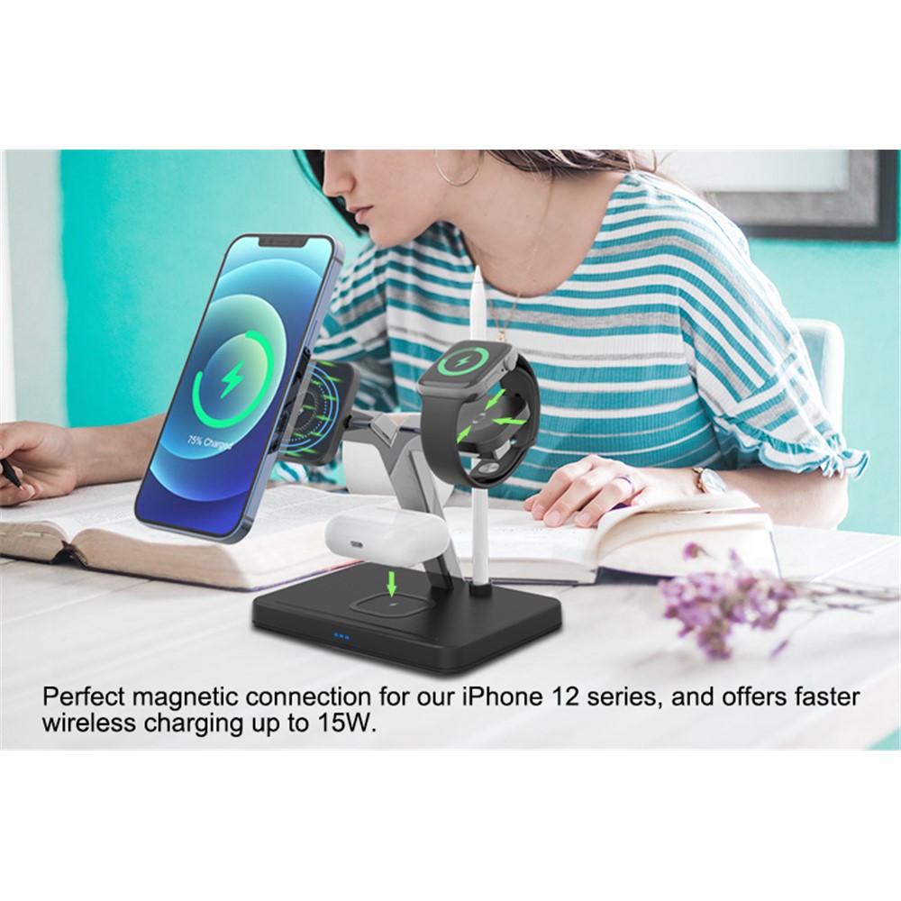 A-One Brand - 4in1 Magsafe Trådlös laddare iPhone - Apple Watch - AirPods - Apple Pencil