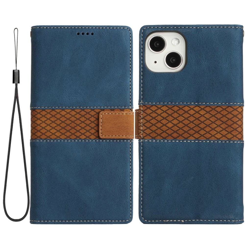 A-One Brand - Splicing Design iPhone 13 Plånboksfodral - Blå