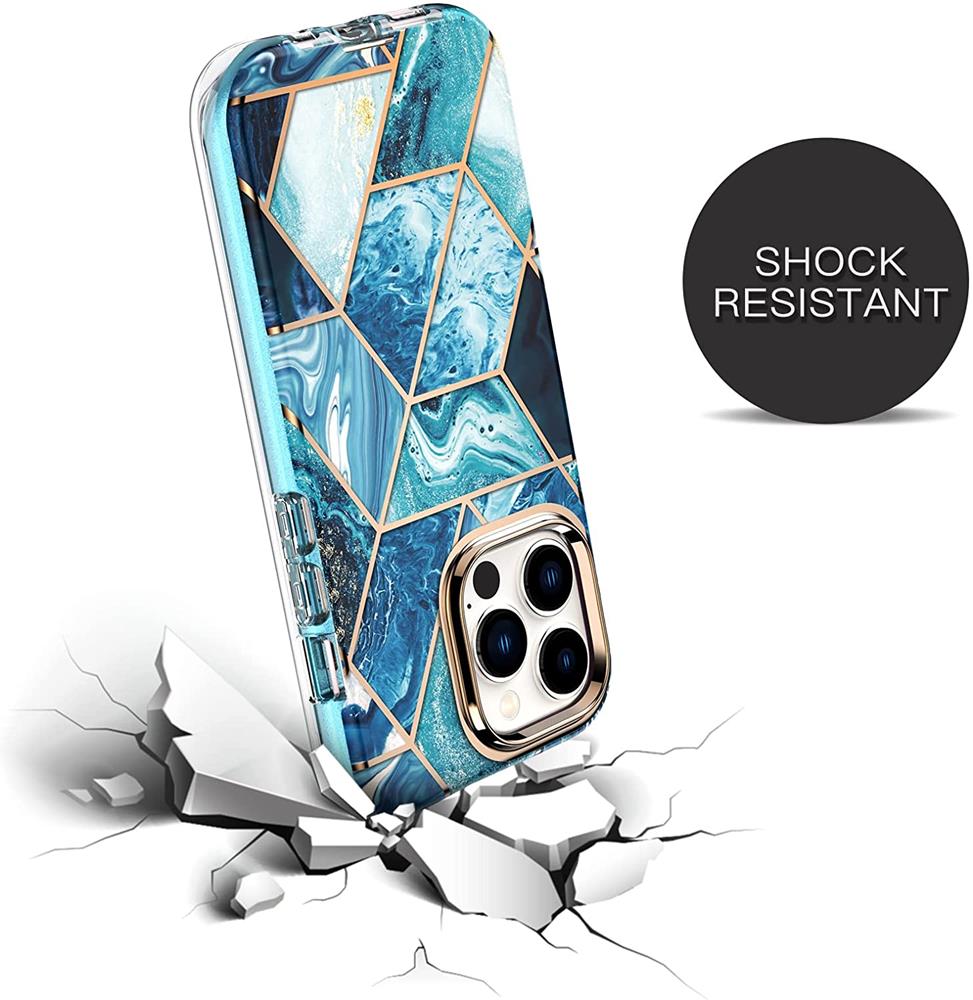 OEM - Marble Grid 360° Skal iPhone 13 Pro - Blå
