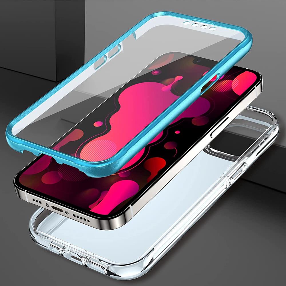 OEM - Marble Grid 360° Skal iPhone 13 Pro - Blå