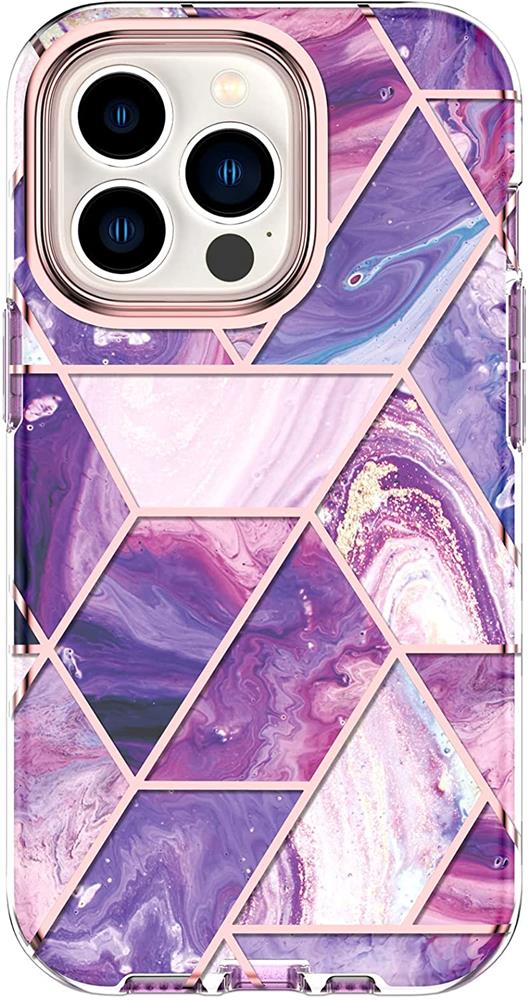 OEM - Marble Grid 360° Skal iPhone 13 Pro - Lila