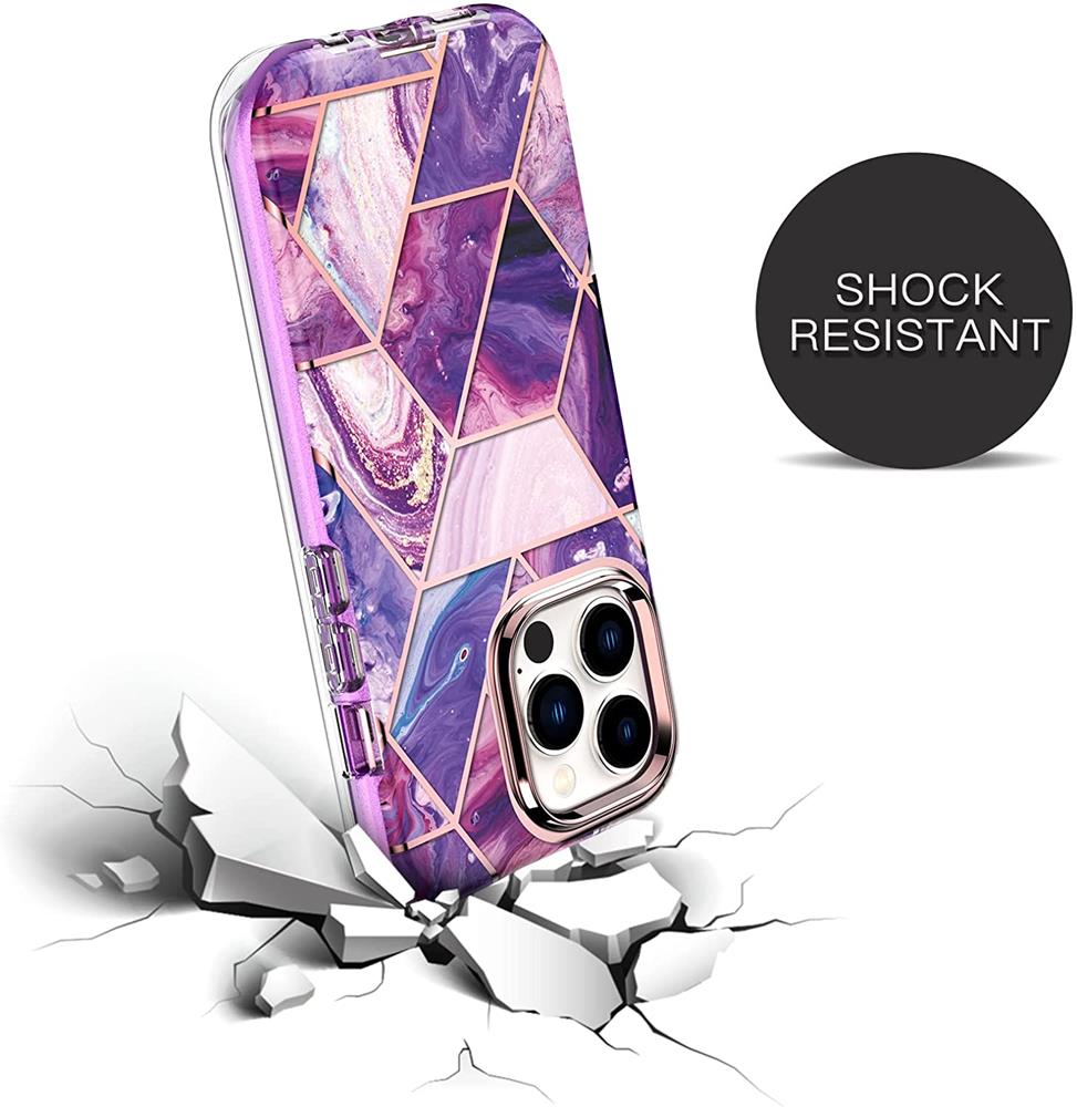 OEM - Marble Grid 360° Skal iPhone 13 Pro - Lila