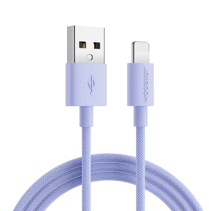 Joyroom - Joyroom Macaron Nylon 2.4A USB-A Till Lightning Kabel 2m - Lila
