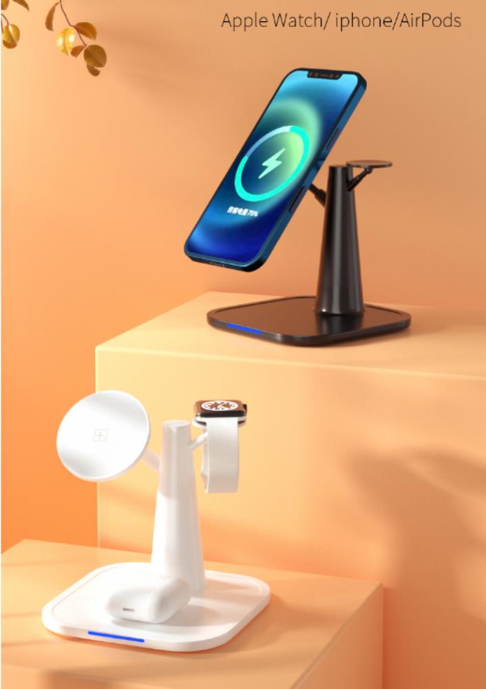 A-One Brand - 3in1 15W Magsafe Trådlös laddare iPhone - Apple Watch - AirPods - Grön