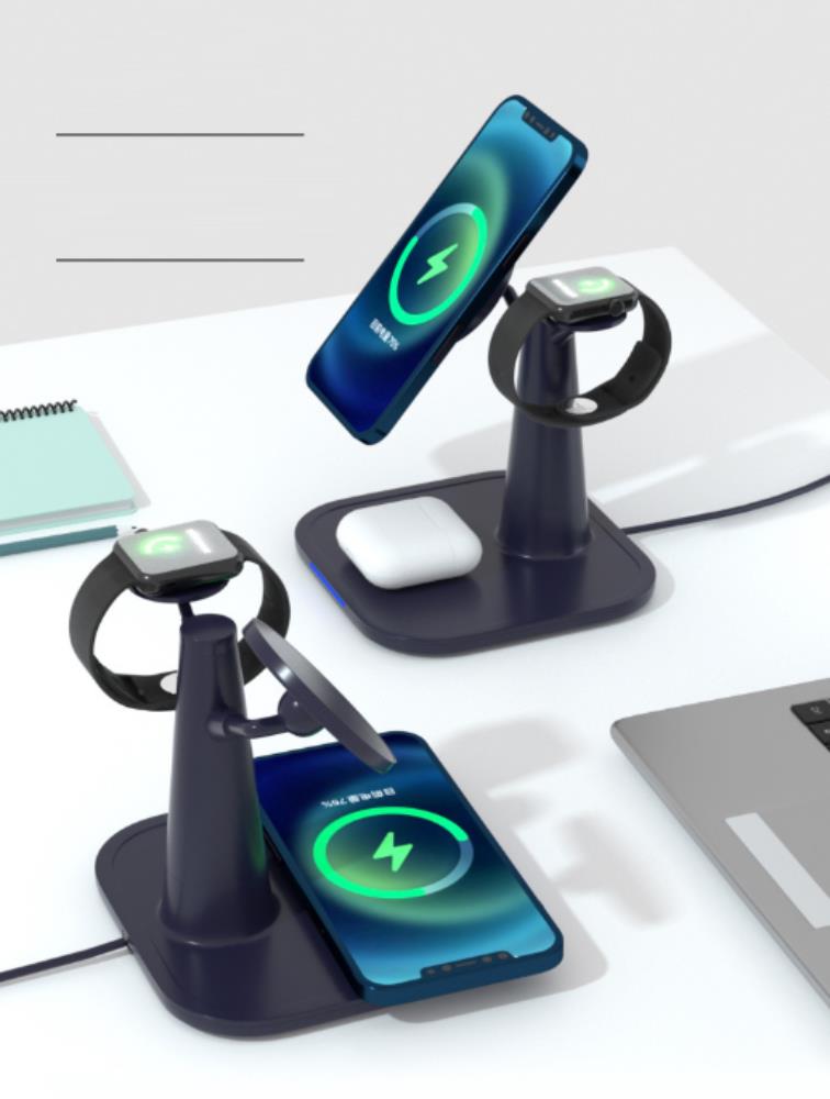 A-One Brand - 3in1 15W Magsafe Trådlös laddare iPhone - Apple Watch - AirPods - Grön