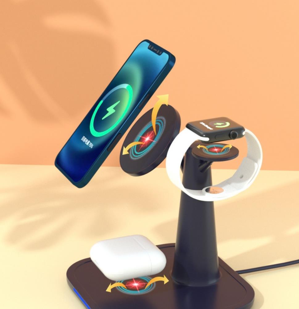 A-One Brand - 3in1 15W Magsafe Trådlös laddare iPhone - Apple Watch - AirPods - Grön