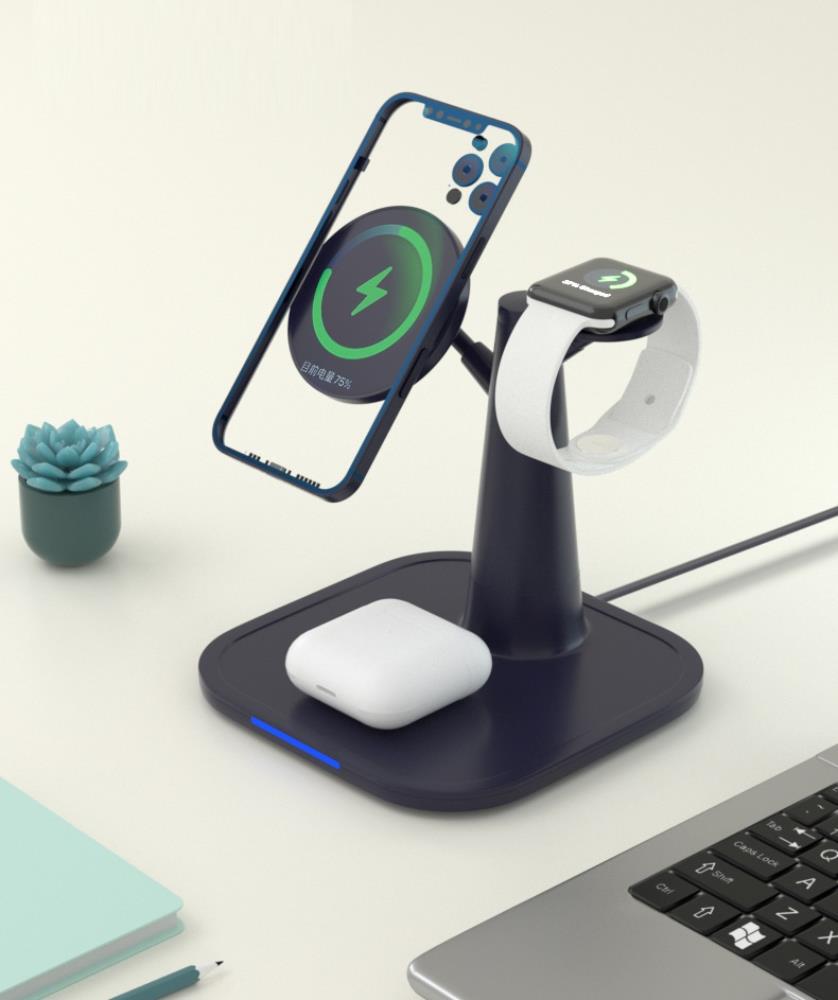 A-One Brand - 3in1 15W Magsafe Trådlös laddare iPhone - Apple Watch - AirPods - Grön
