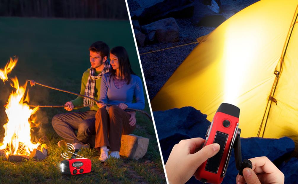 UTGATT1 - Vevradio 2000mAh Powerbank, Solceller, Ficklampa - Orange