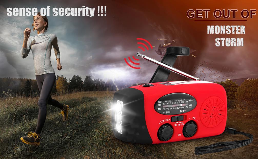 UTGATT1 - Vevradio 2000mAh Powerbank, Solceller, Ficklampa - Orange