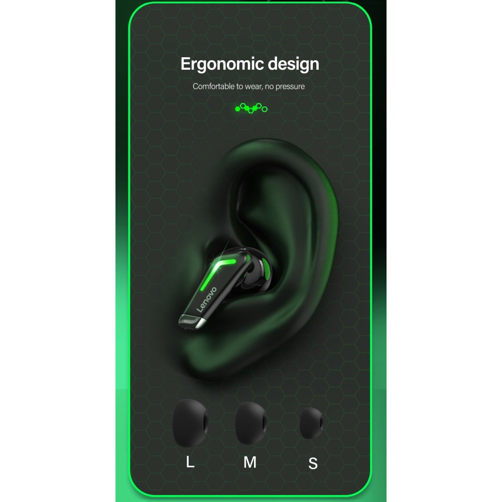 Lenovo - LENOVO GM3 TWS LED Bluetooth Trådlösa Hörlurar - Svart