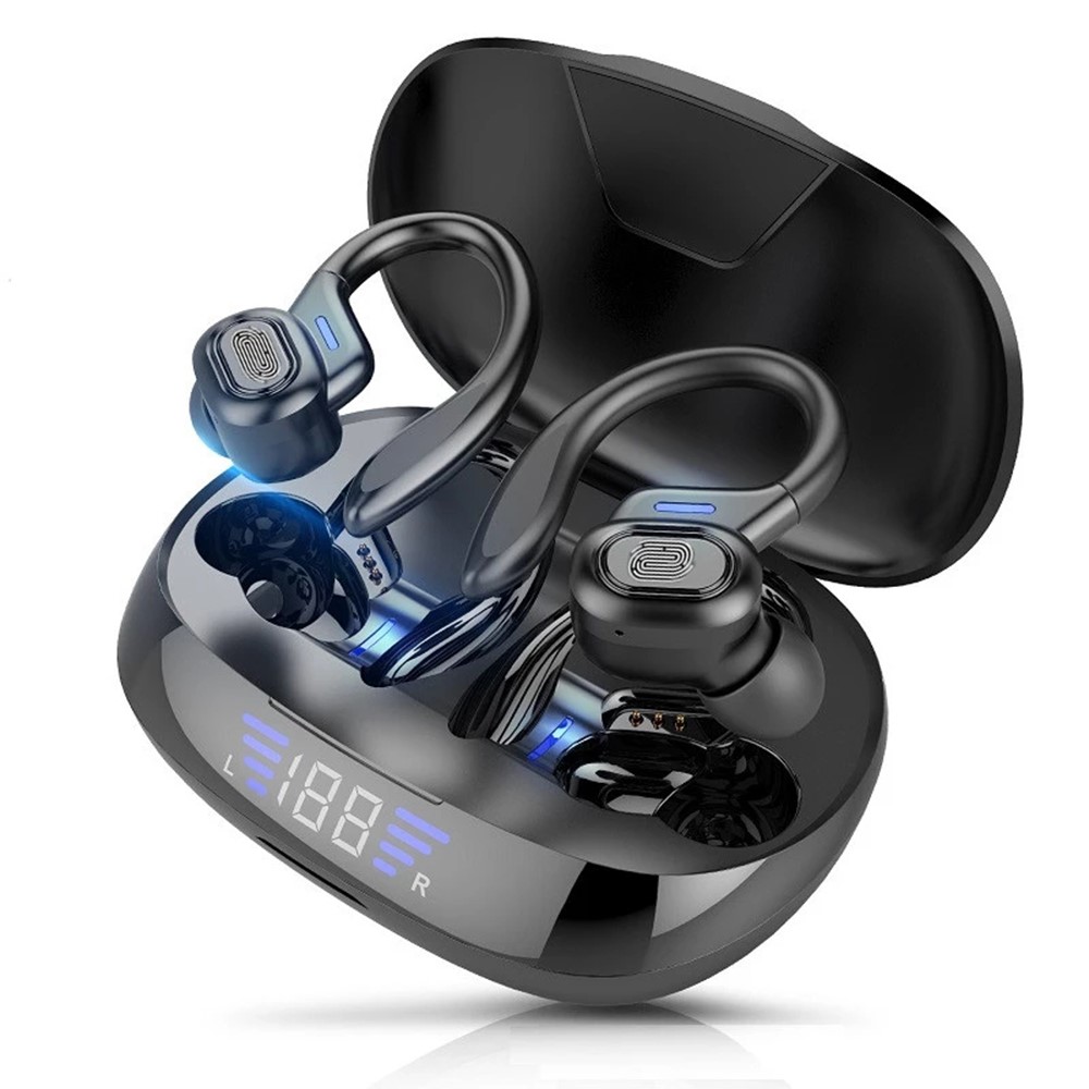 A-One Brand - LED Display Bluetooth 5.0 TWS HiFi Stereo Sporthörlurar - Svart