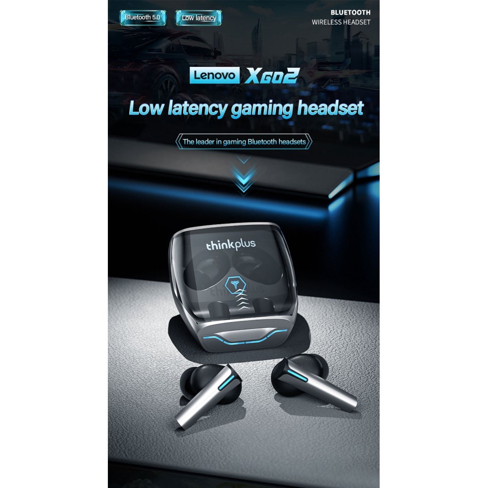 Lenovo - LENOVO XG02 TWS Thinkplus Gaming Bluetooth Trådlösa Hörlurar - Svart