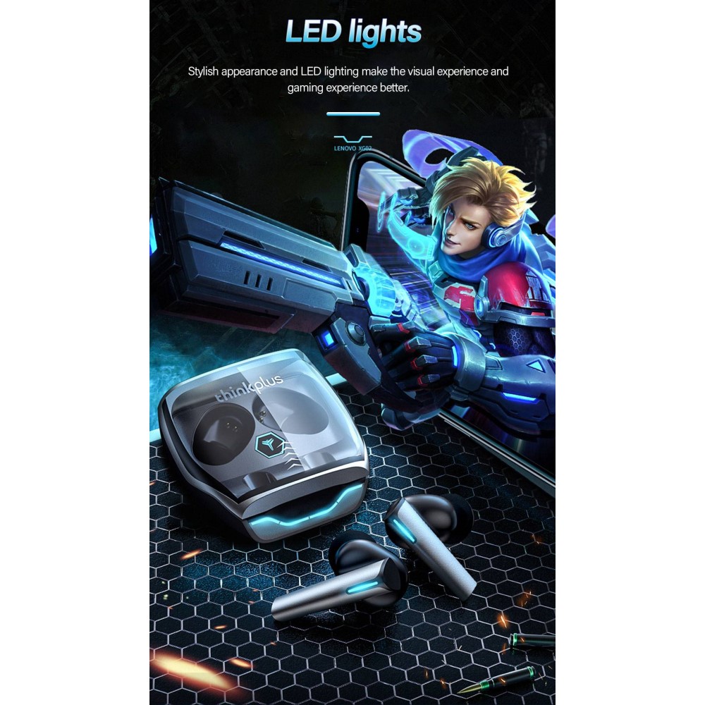 Lenovo - LENOVO XG02 TWS Thinkplus Gaming Bluetooth Trådlösa Hörlurar - Svart