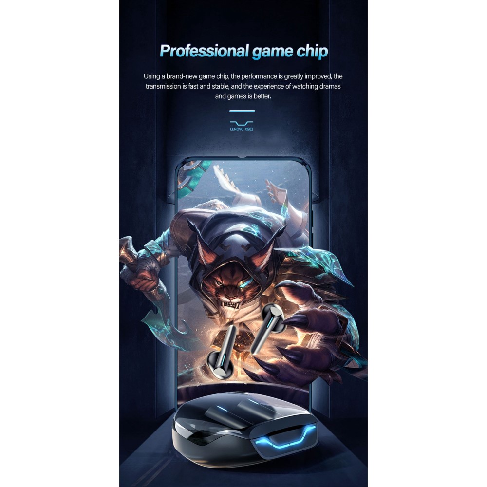 Lenovo - LENOVO XG02 TWS Thinkplus Gaming Bluetooth Trådlösa Hörlurar - Svart