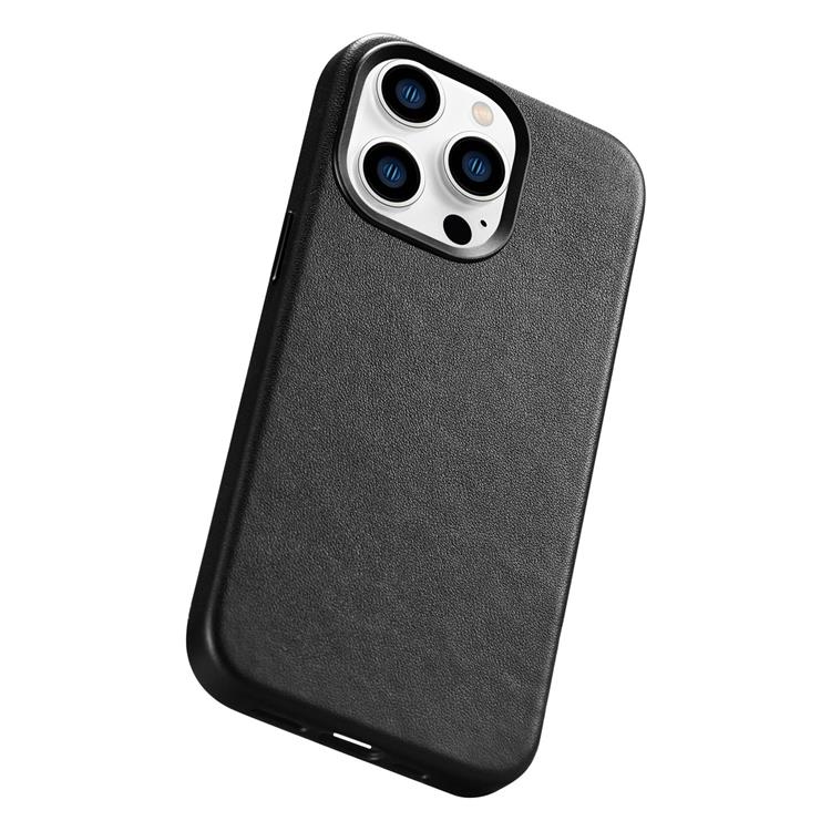 ICARER - iCarer iPhone 14 Pro Skal MagSafe Äkta Läder - Svart