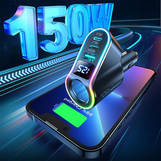Joyroom - [4in1] Joyroom Billaddare Fast USB-C/USB-A 150 W - Svart
