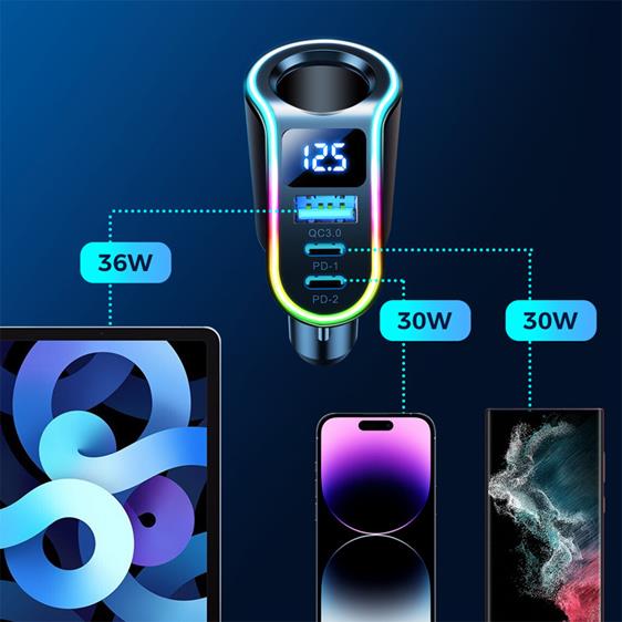 Joyroom - [4in1] Joyroom Billaddare Fast USB-C/USB-A 150 W - Svart