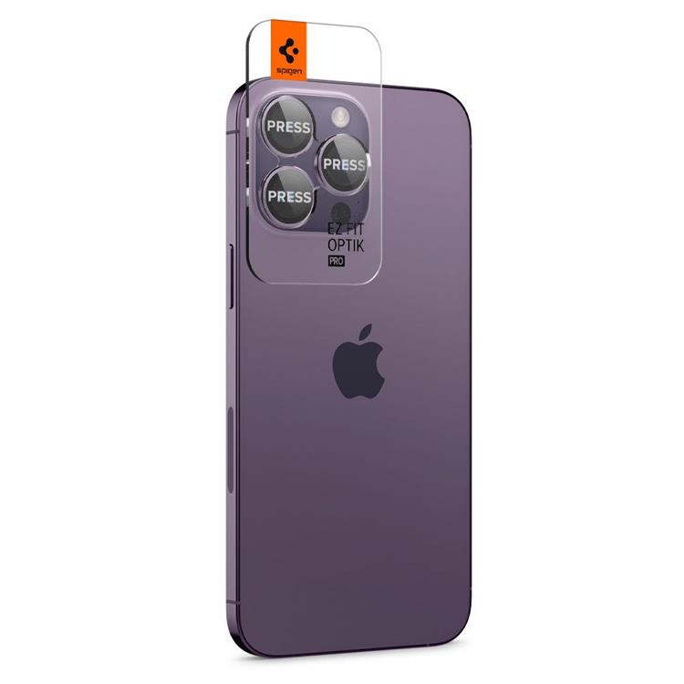 Spigen - [2-Pack] Spigen iPhone 14 Pro/14 Pro Max Linsskydd i Härdat Glas - Lila