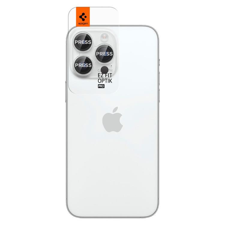 Spigen - [2-Pack] Spigen iPhone 14 Pro/14 Pro Max Linsskydd i Härdat Glas - Silver
