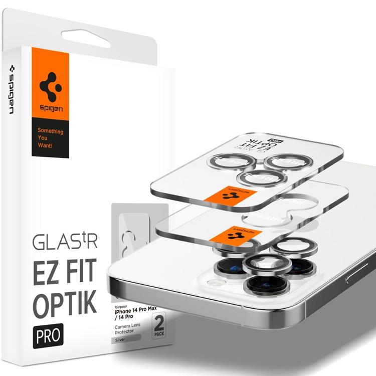 Spigen - [2-Pack] Spigen iPhone 14 Pro/14 Pro Max Linsskydd i Hrdat Glas - Silver