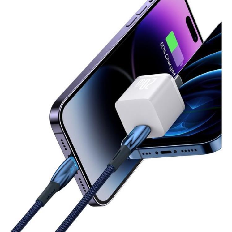 BASEUS - Baseus USB-C Till lightning kabel 2m 20W Glimmer Series - Blå