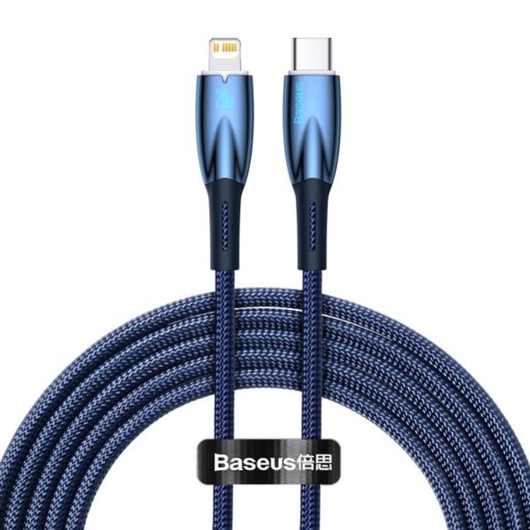 BASEUS - Baseus USB-C Till lightning kabel 2m 20W Glimmer Series - Blå