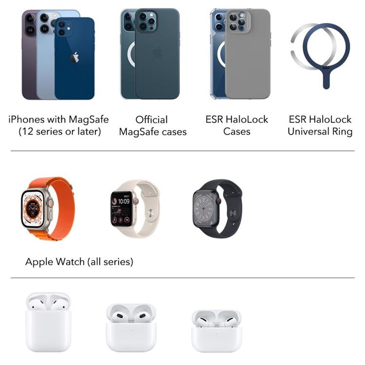 Tech-Protect ESR 3in1 Magsafe Trådlös Laddare Watch Magnetic Vit