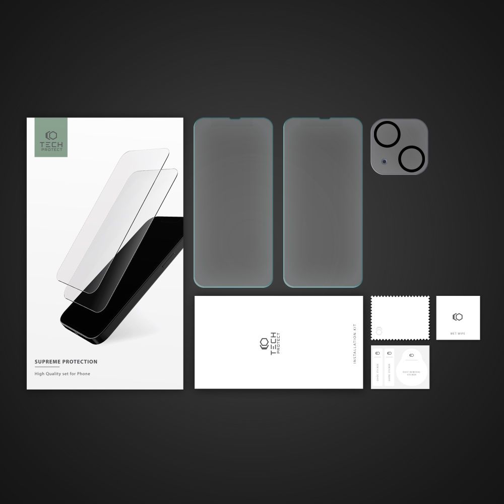 Tech-Protect - Tech-Protect [2-Pack] iPhone 14 Plus Skrmskydd + [1-Pack] Kameralinsskydd