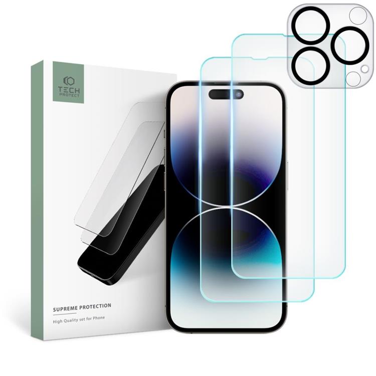 Tech-Protect - Tech-Protect [2-Pack] iPhone 14 Pro Skärmskydd + [1-Pack] Kameralinsskydd