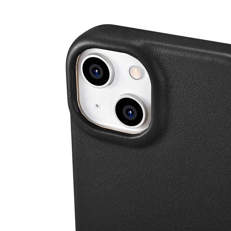 ICARER - iCarer iPhone 14 Plånboksfodral Magsafe CE Läder - Svart