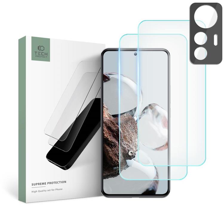 Tech-Protect - [2-Pack] Tech-Protect Xiaomi 12T Härdat glas Plus [1-Pack] Linsskydd Härdat glas