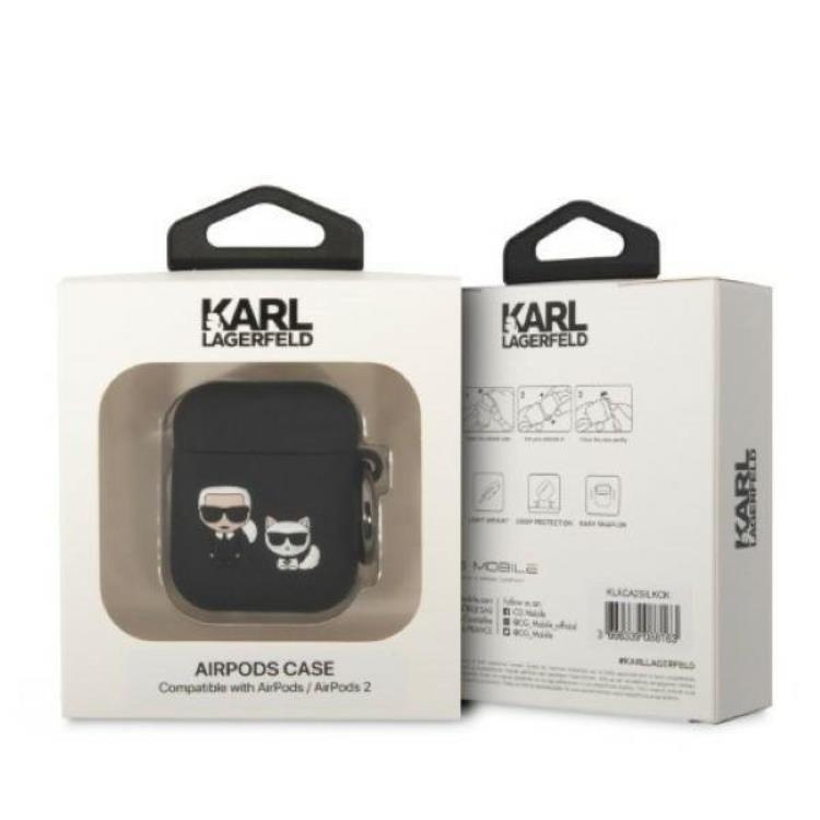 KARL LAGERFELD - Karl Lagerfeld Airpods 1/2 Skal Karl & Choupette - Svart