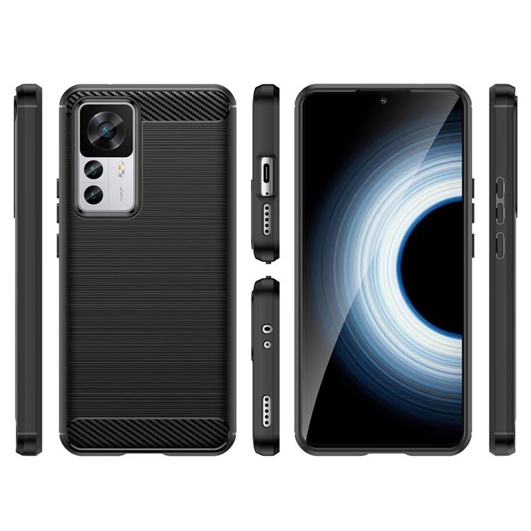 A-One Brand - Xiaomi 12T/12T Pro Skal Carbon Flexible Silicone - Svart