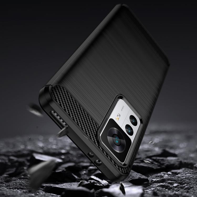 A-One Brand - Xiaomi 12T/12T Pro Skal Carbon Flexible Silicone - Svart