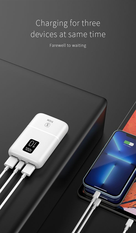 SiGN - SiGN Mini Q.C Powerbank med Display 10.000mAh - Vit