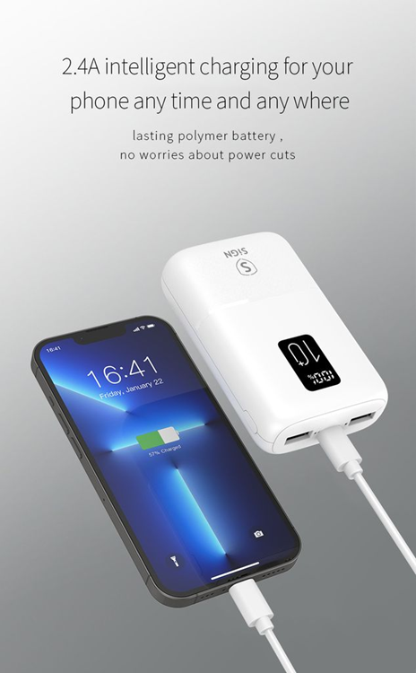 SiGN - SiGN Mini Q.C Powerbank med Display 10.000mAh - Vit