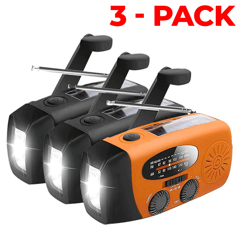 A-One Brand - [3 PACK] Vevradio 2000mAh Powerbank, Ficklampa - 2 Svart 1 Orange