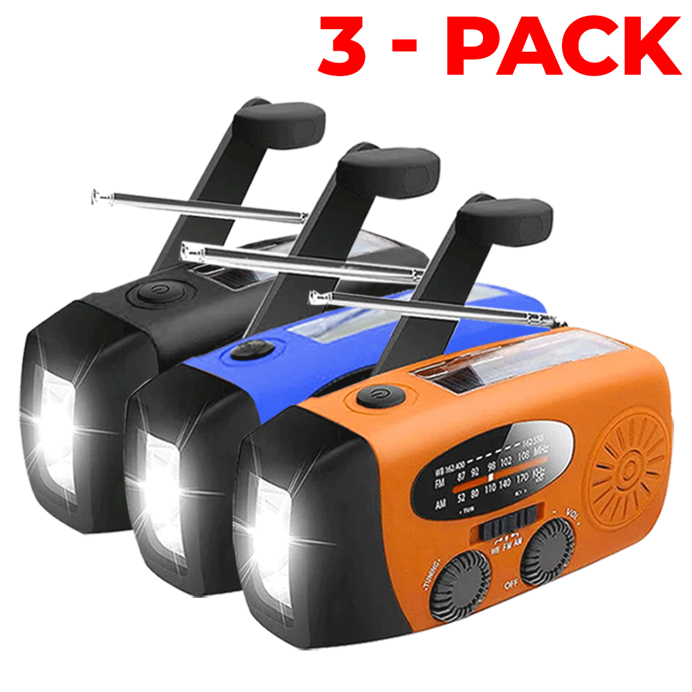 A-One Brand - [3 PACK] Vevradio 2000mAh Powerbank, Ficklampa - Svart/Bl/Orange