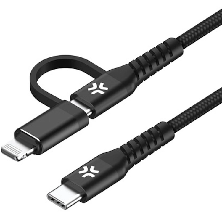 Produktfoto för Celly USB-C Till USB-C /Lightning Kabel (2m) - Svart