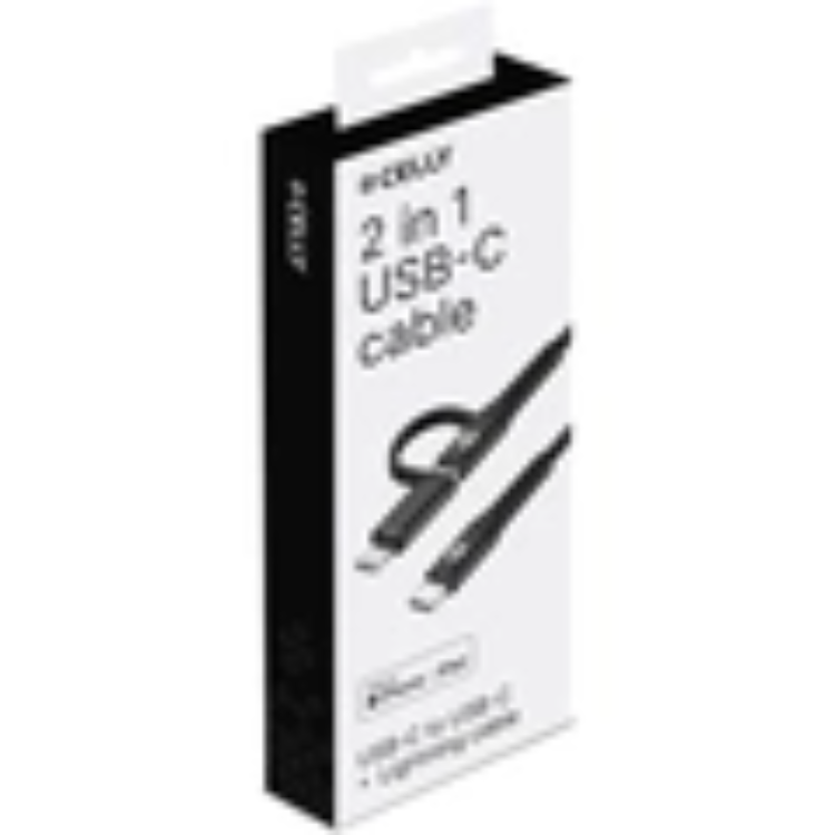 Alternativ bild 1 för Celly USB-C Till USB-C /Lightning Kabel (2m) - Svart