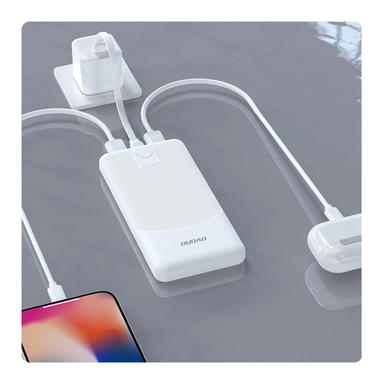 Alternativ bild 1 för Dudao K10Pro Powerbank 20000mAh 2x USB-A, 2,4A - Vit