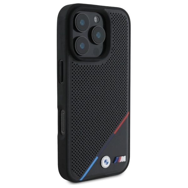 BMW - BMW iPhone 16 Pro Max Mobilskal MagSafe M Perforated Tricolor - Svart