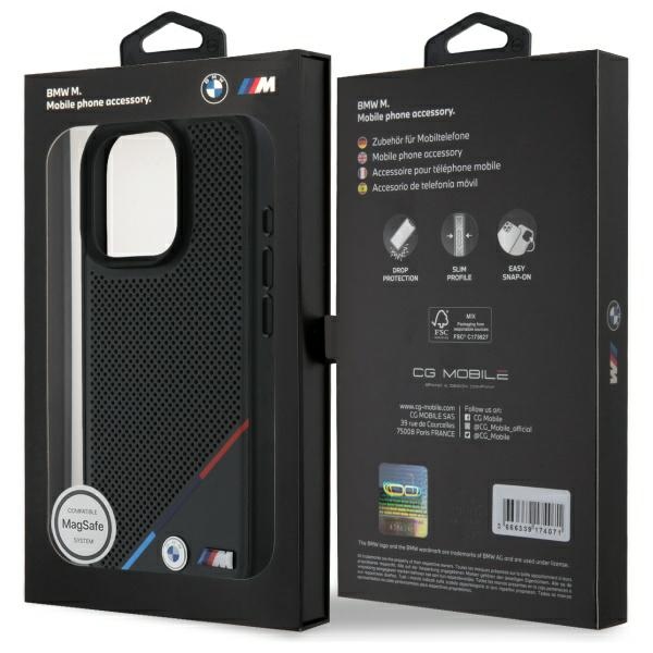 BMW - BMW iPhone 16 Pro Max Mobilskal MagSafe M Perforated Tricolor - Svart