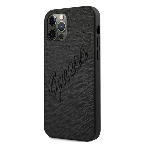 Guess - Guess iPhone 12 Pro Mobilskal MagSafe Saffiano Vintage Script - Svart