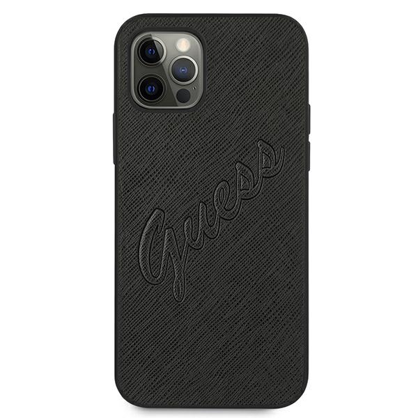 Guess - Guess iPhone 12 Pro Mobilskal MagSafe Saffiano Vintage Script - Svart