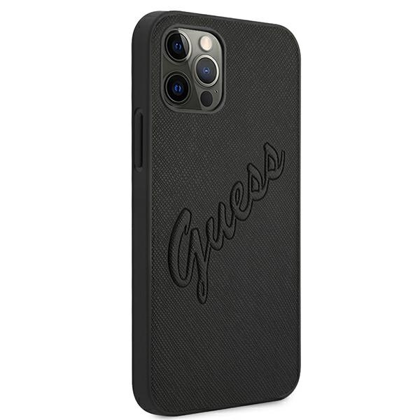 Guess - Guess iPhone 12 Pro Mobilskal MagSafe Saffiano Vintage Script - Svart