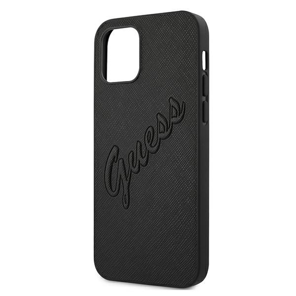 Guess - Guess iPhone 12 Pro Mobilskal MagSafe Saffiano Vintage Script - Svart