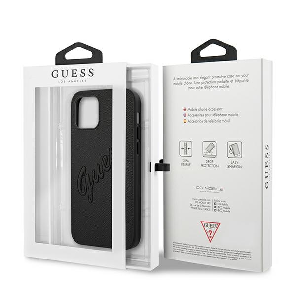 Guess - Guess iPhone 12 Pro Mobilskal MagSafe Saffiano Vintage Script - Svart