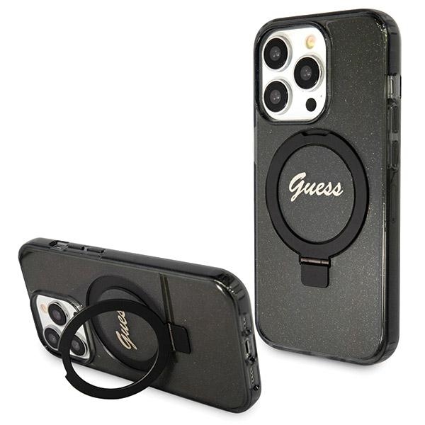 Guess - Guess iPhone 13 Pro/13 Mobilskal MagSafe Ring Stand Script Glitter